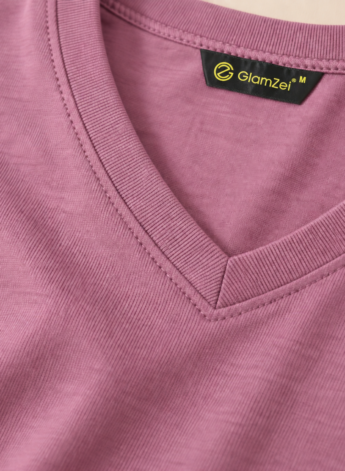 Powerful Pink Full Sleeves V-Neck T-shirt