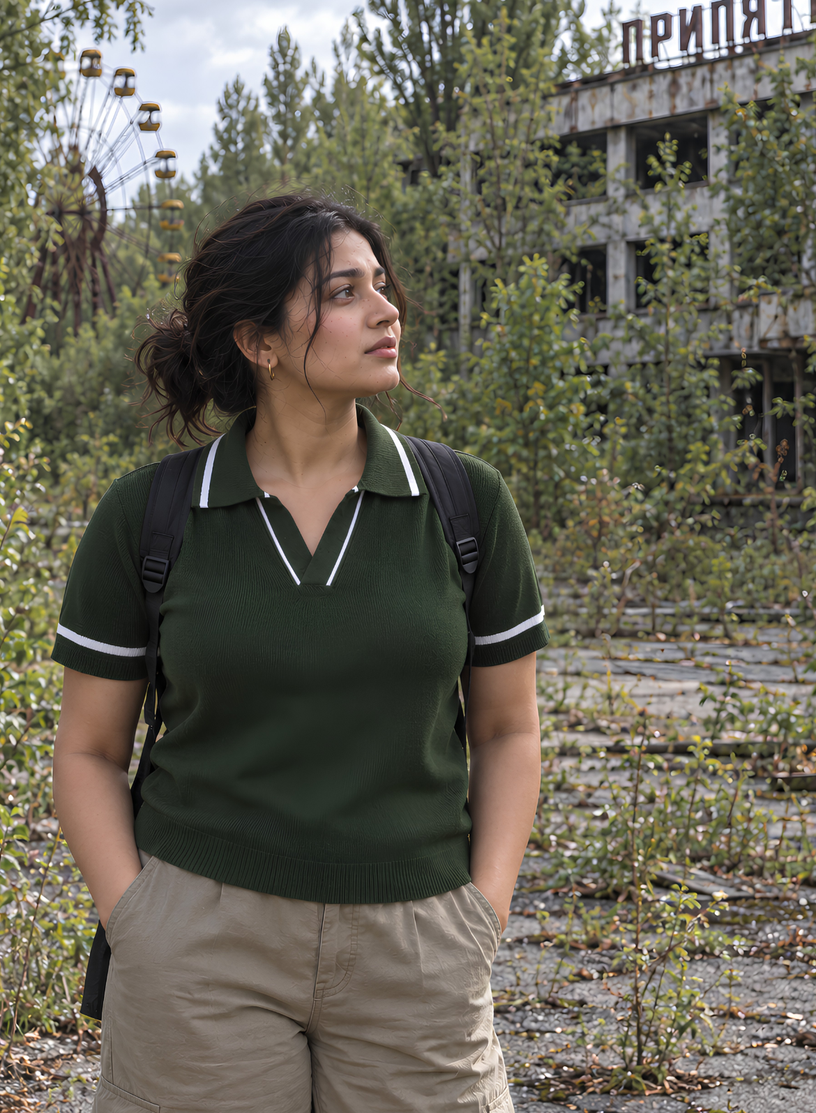 Forest Green Knit Polo Top
