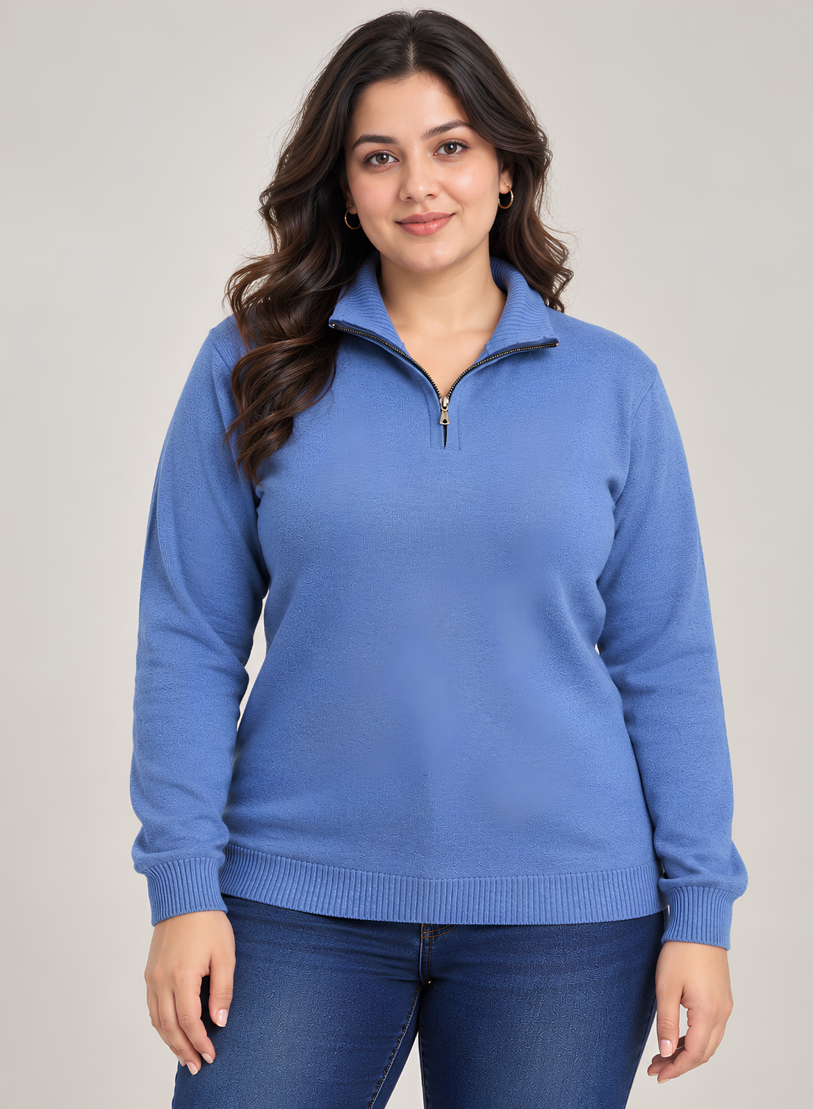 Blue Half-Zip Sweatshirt