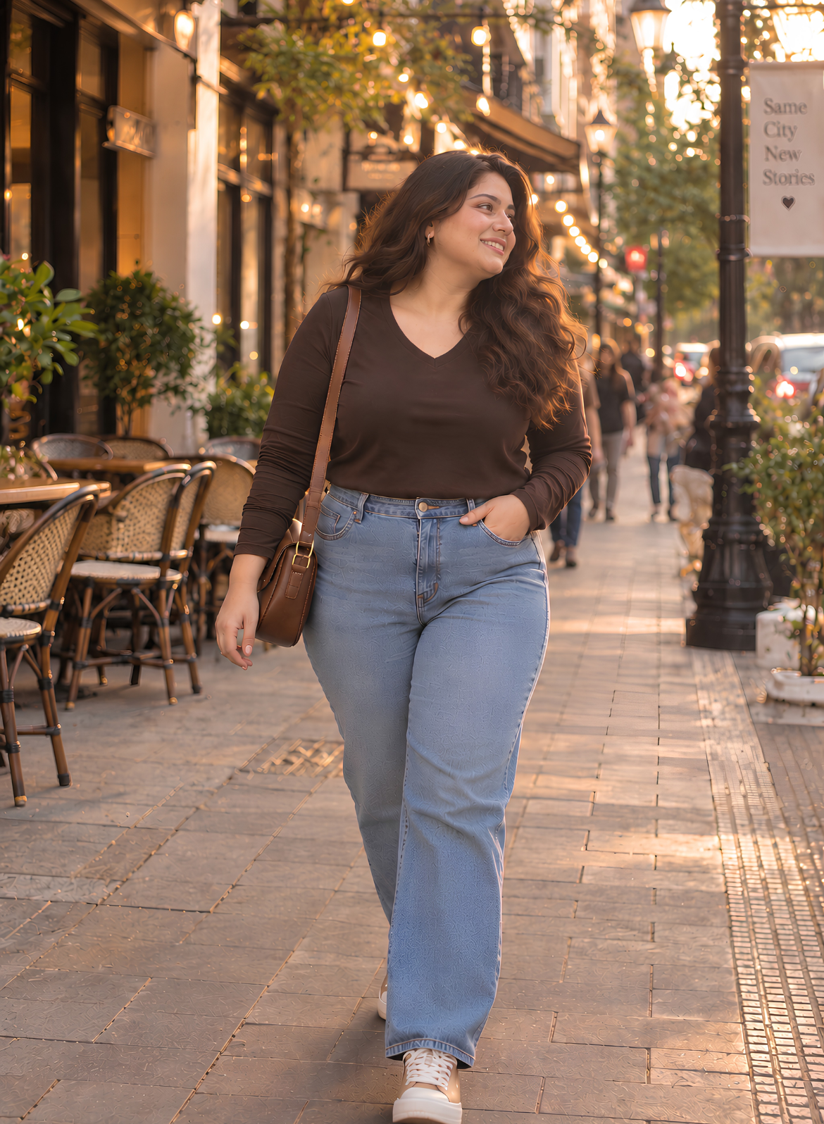 Espresso Brown Full Sleeves V-Neck T-shirt