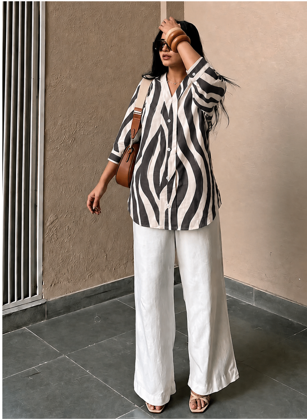 Charcoal Grey Abstract Cotton Shirt
