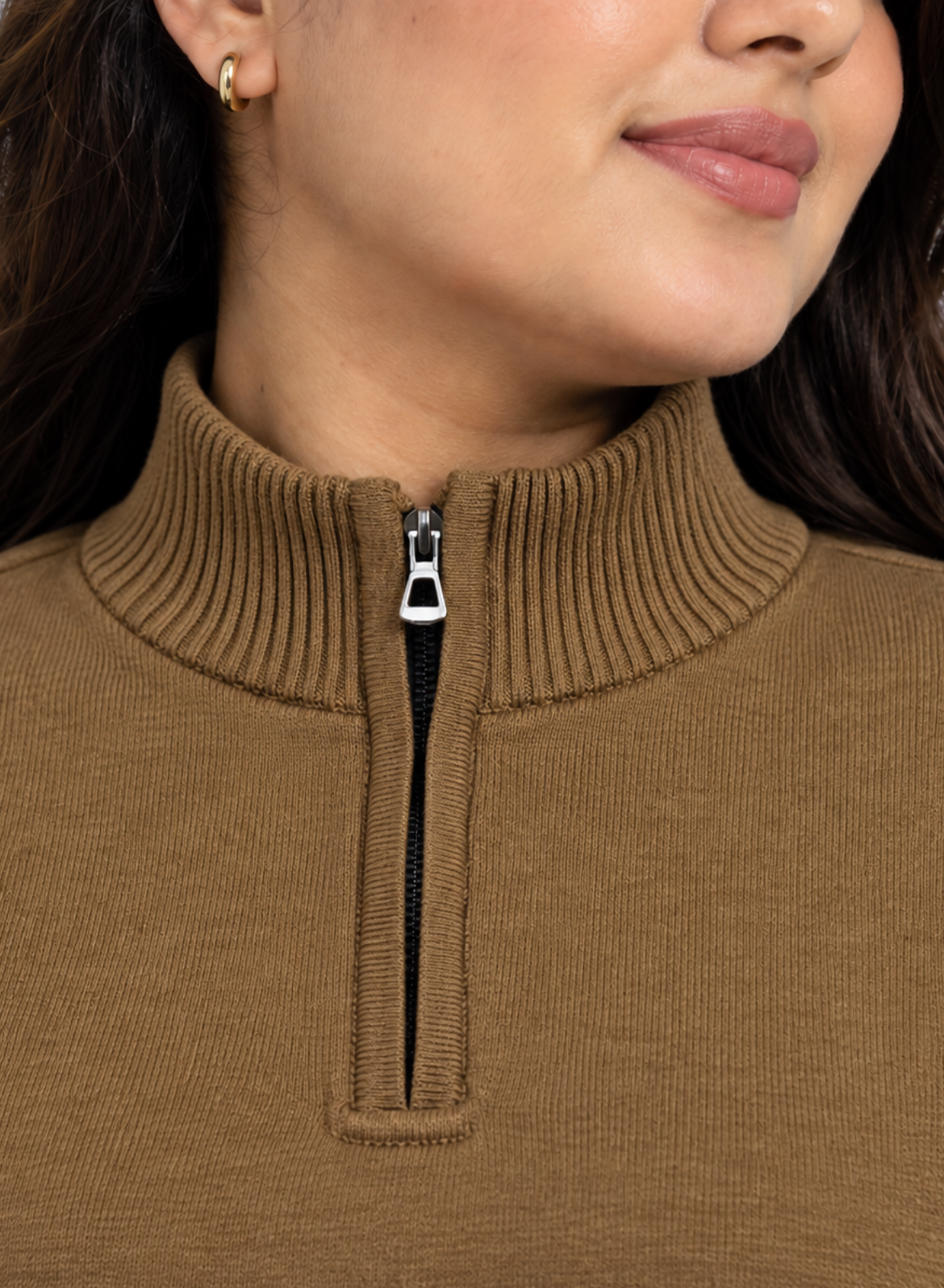 Brown Half-Zip Sweatshirt