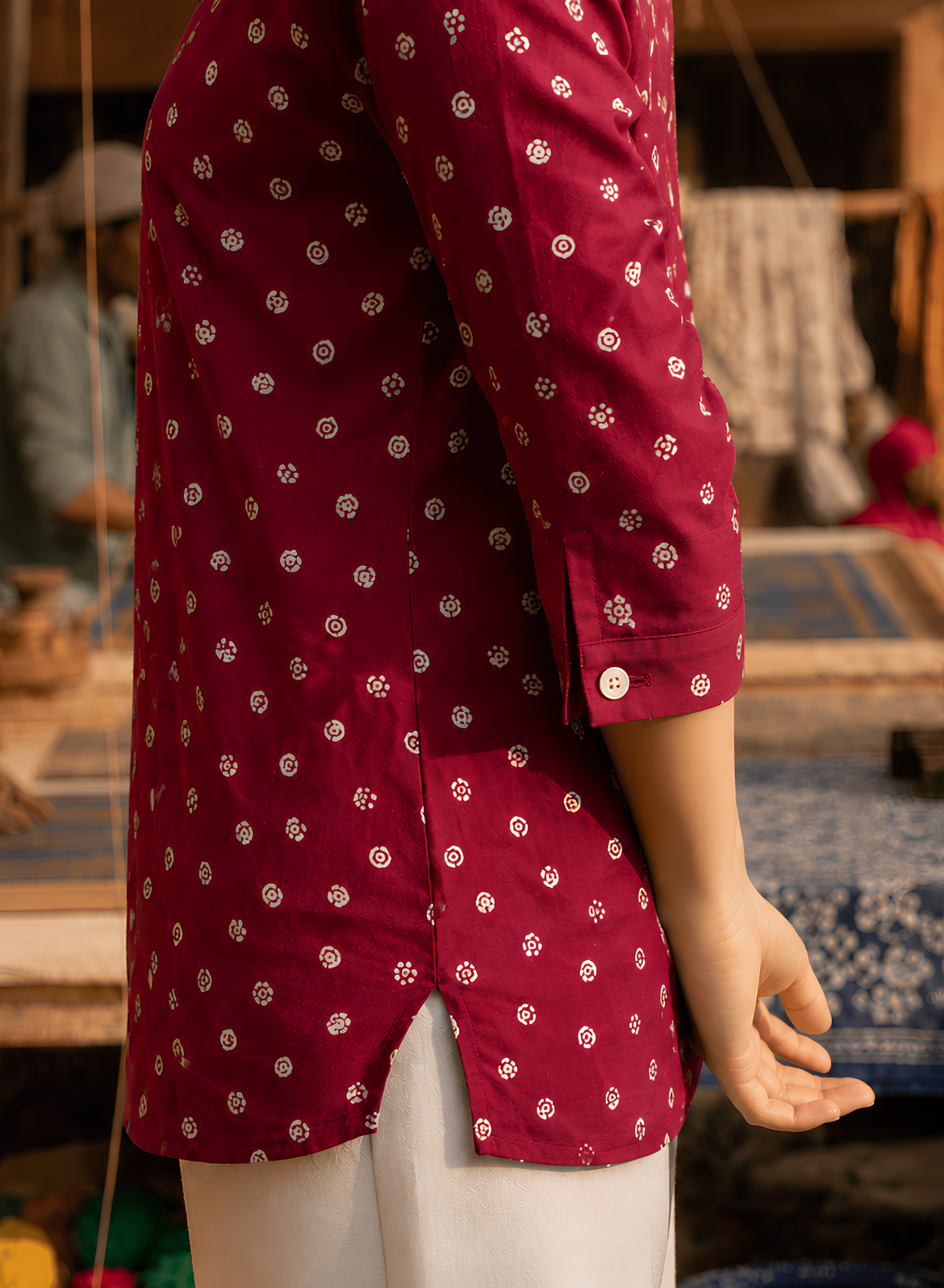 Maroon Bandhani Printed Shirt
