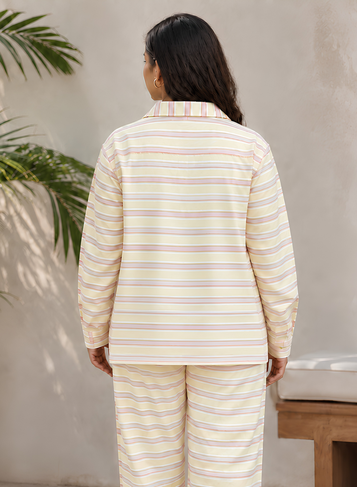Pastel Yellow Wavy Pajama Set