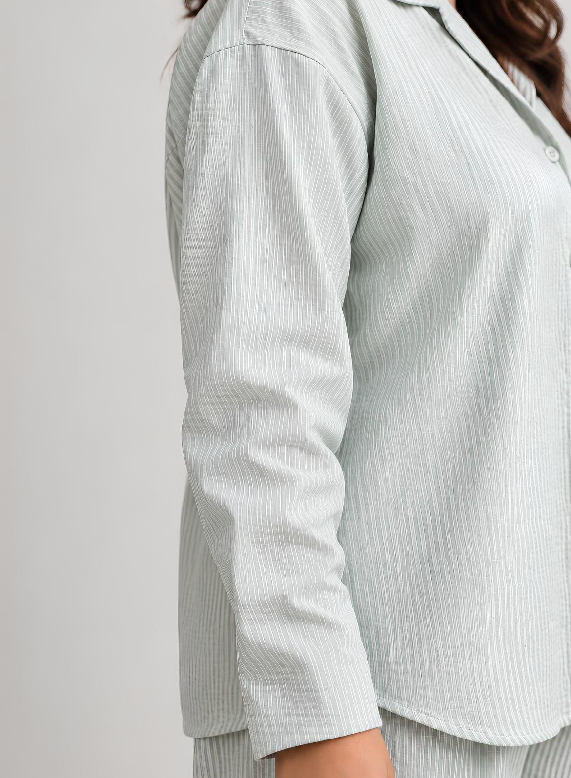 Sage Green Stripe Cotton Pajama Set