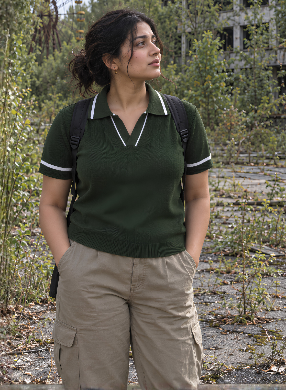 Forest Green Knit Polo Top
