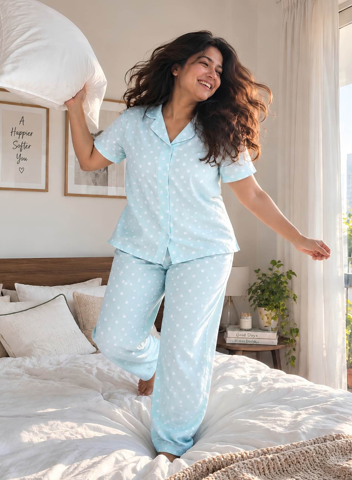 Pastel Green Polka Dot Pajama Set