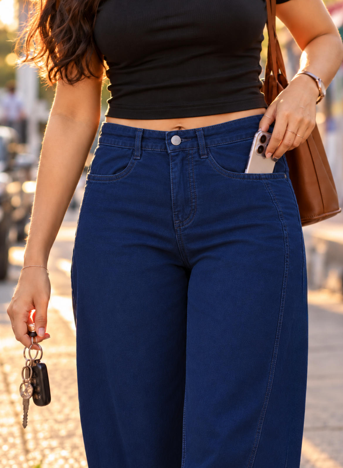 Dark Blue Barrel Fit Jeans