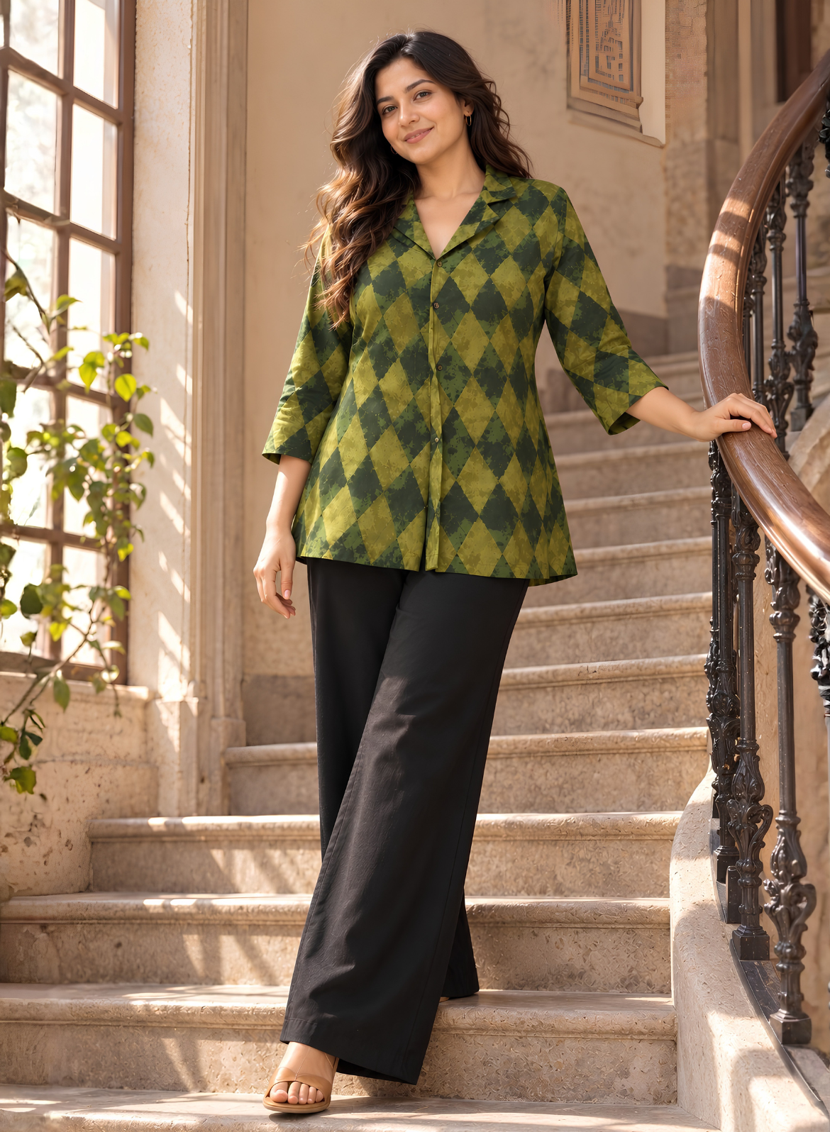 Vintage Olive Printed Shirt