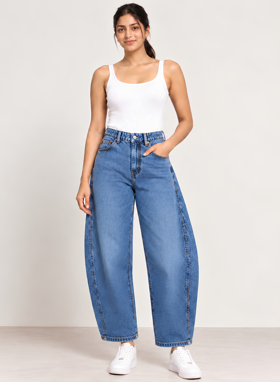 Blue Barrel Fit Jeans
