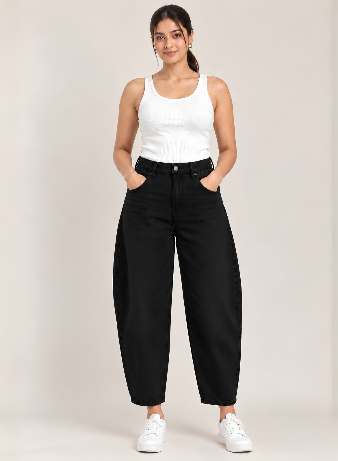 Black Barrel Fit Jeans