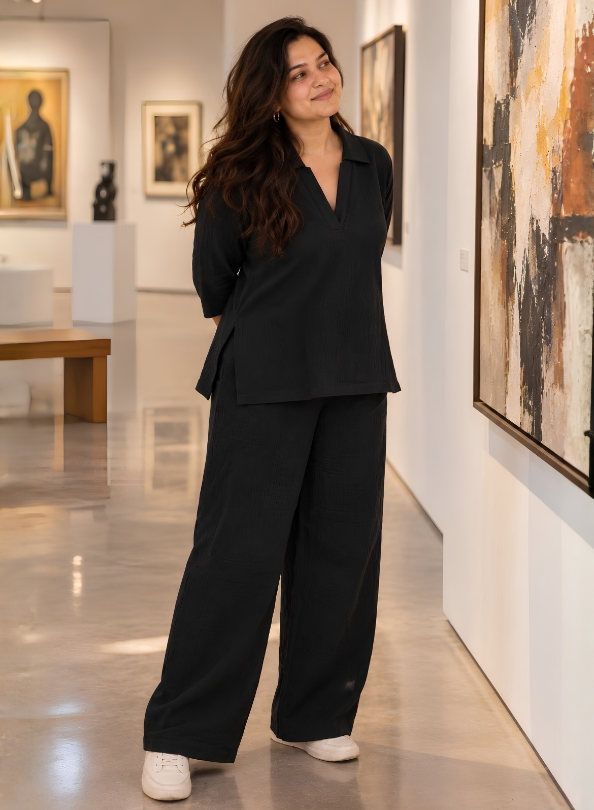 Classic Black Muslin Co-ord Set