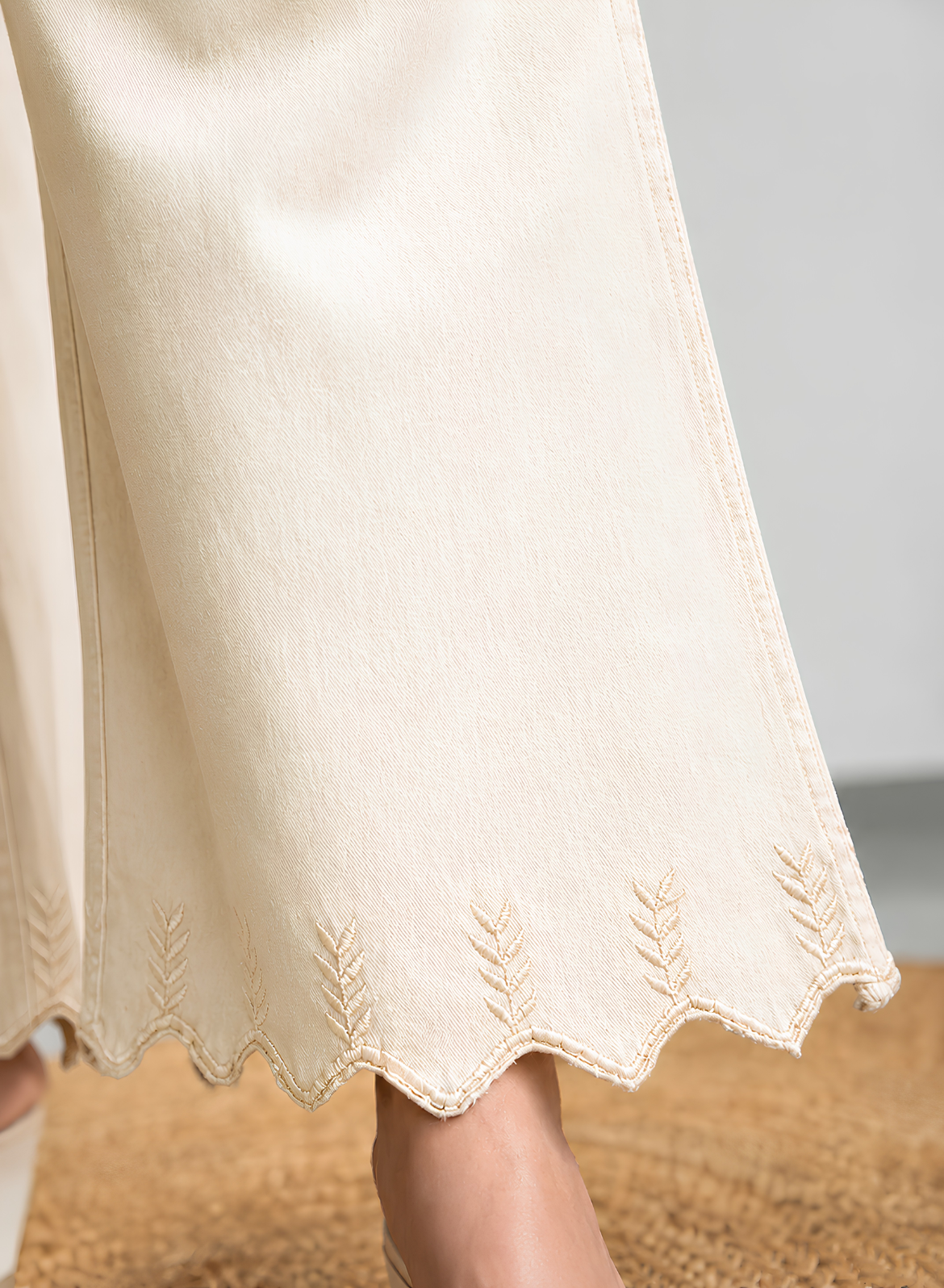 Beige Wide Leg Pants