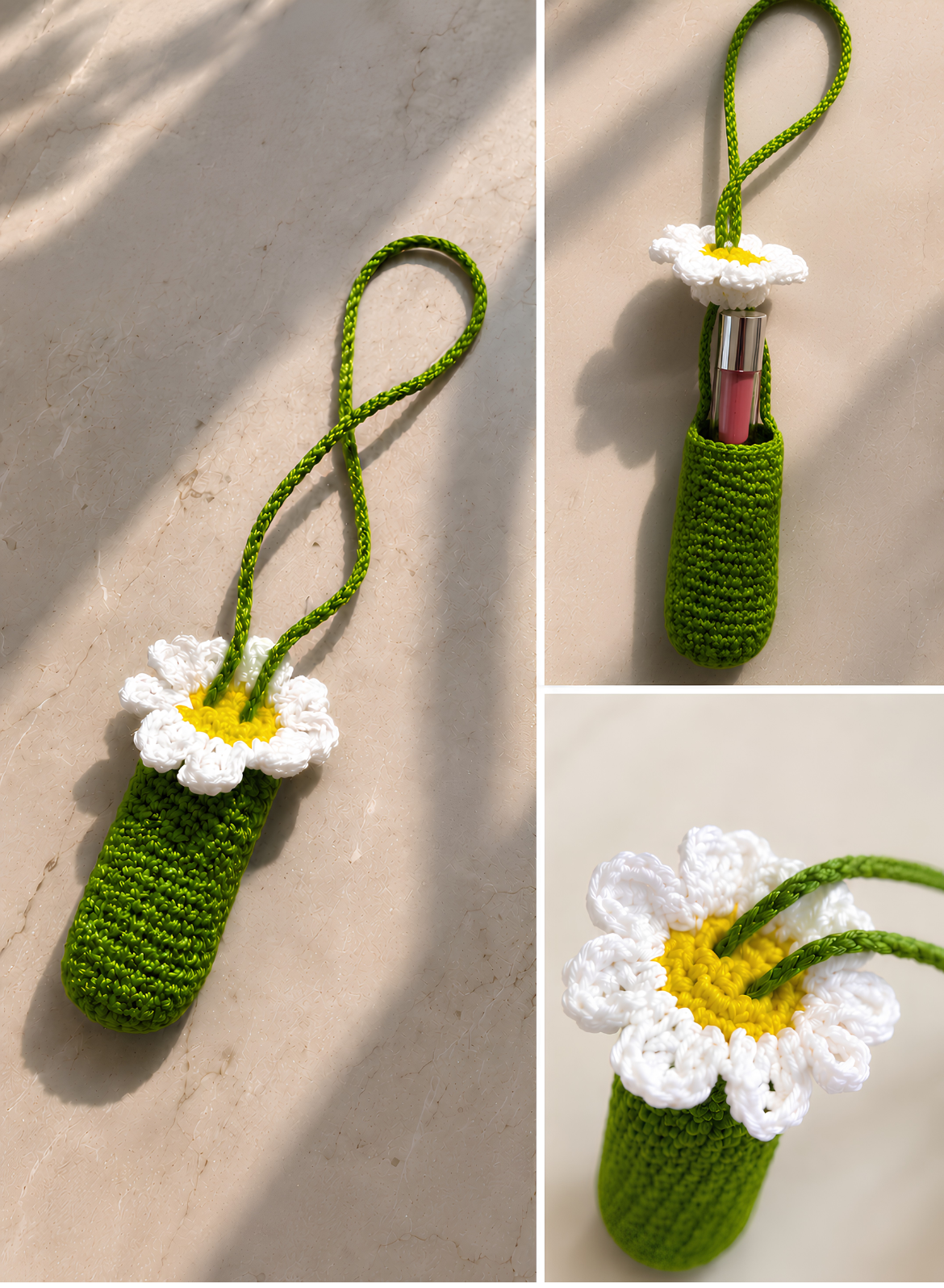 Crochet Daisy Lipstick Holder