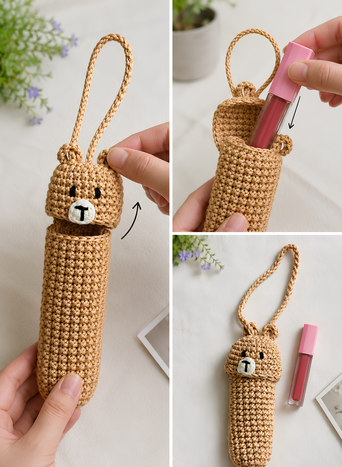 Handmade Bear Lipstick Holder