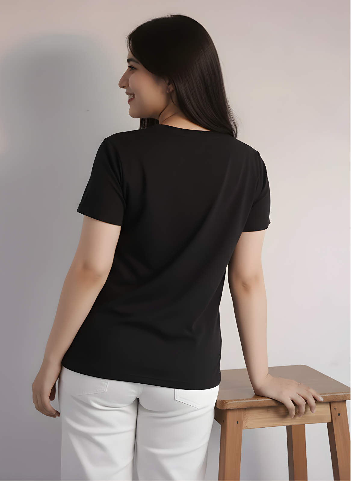 Vogue Black Relaxed Fit Round Neck T-shirt