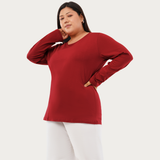 Magnetic Maroon Full Sleeves Solid T-shirt for Women