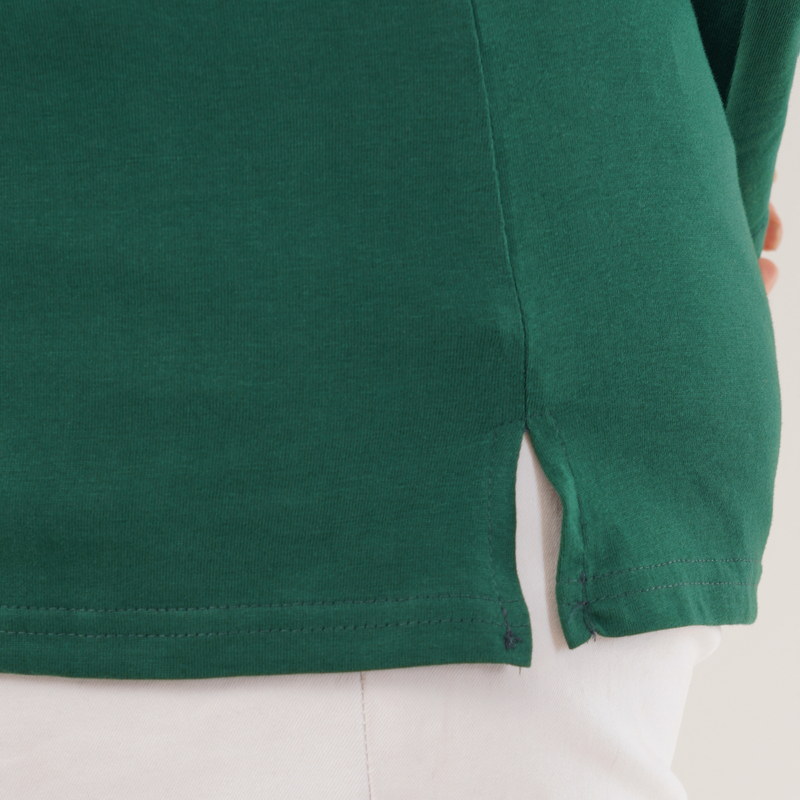 Gritty Green Full Sleeves Solid T-shirt for Women