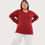 Magnetic Maroon Full Sleeves Solid T-shirt for Women