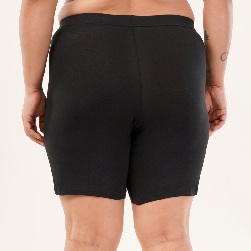 Black Stretch Cotton Women Cycling Shorts
