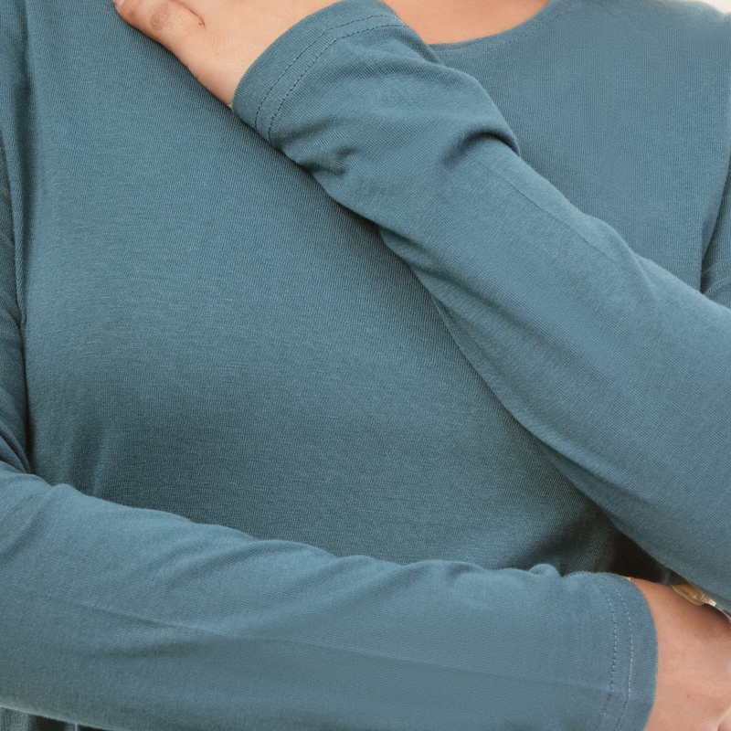 Peacock Teal Full Sleeves Solid T-shirt for Women