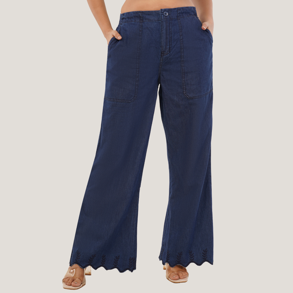 Navy Blue Wide Leg Pants