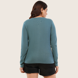 Peacock Teal Full Sleeves Solid T-shirt for Women