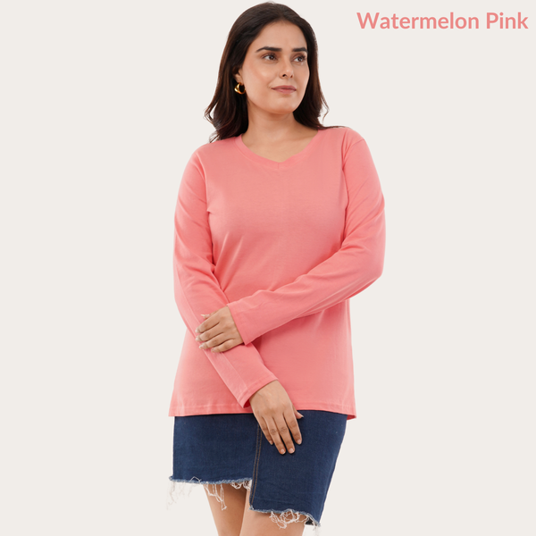 Pick Any 2 - Women's Full Sleeves V-Neck T-Shirt Combo