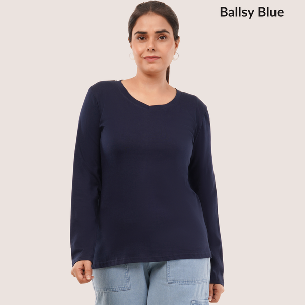 Pick Any 3 - Women's Full Sleeves V-Neck T-Shirt Combo