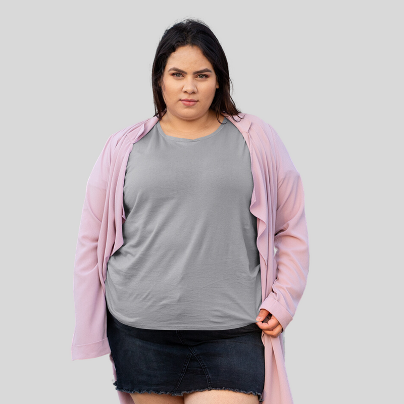 Fog Gray Plus Size Round-O-Clock T-shirt for Women