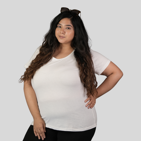White Plain Plus Size Tshirt for Women