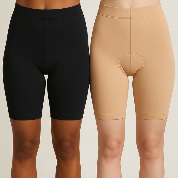 Soft Cotton Women Cycling Shorts - Pack of 2 (Black & Skin)