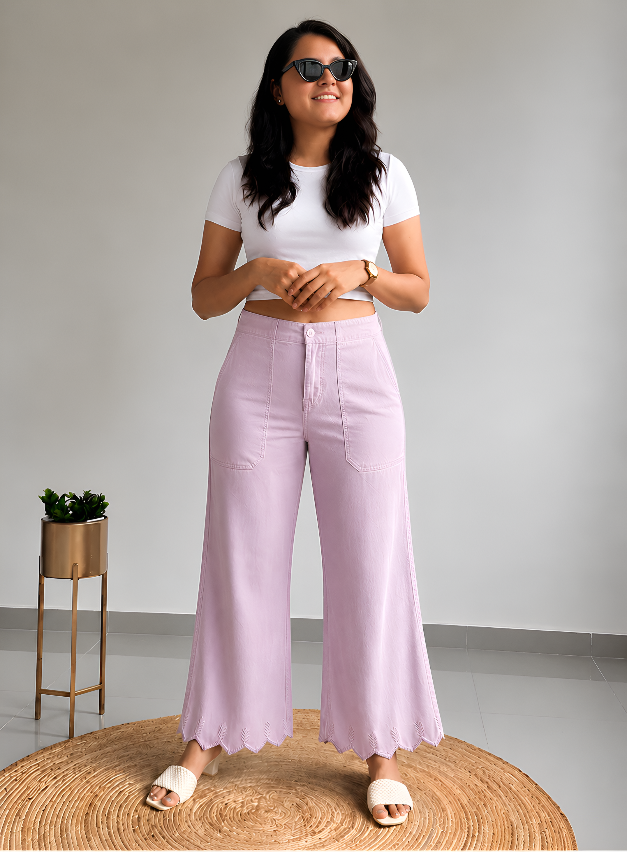 Soft Blush Wide Leg Pants