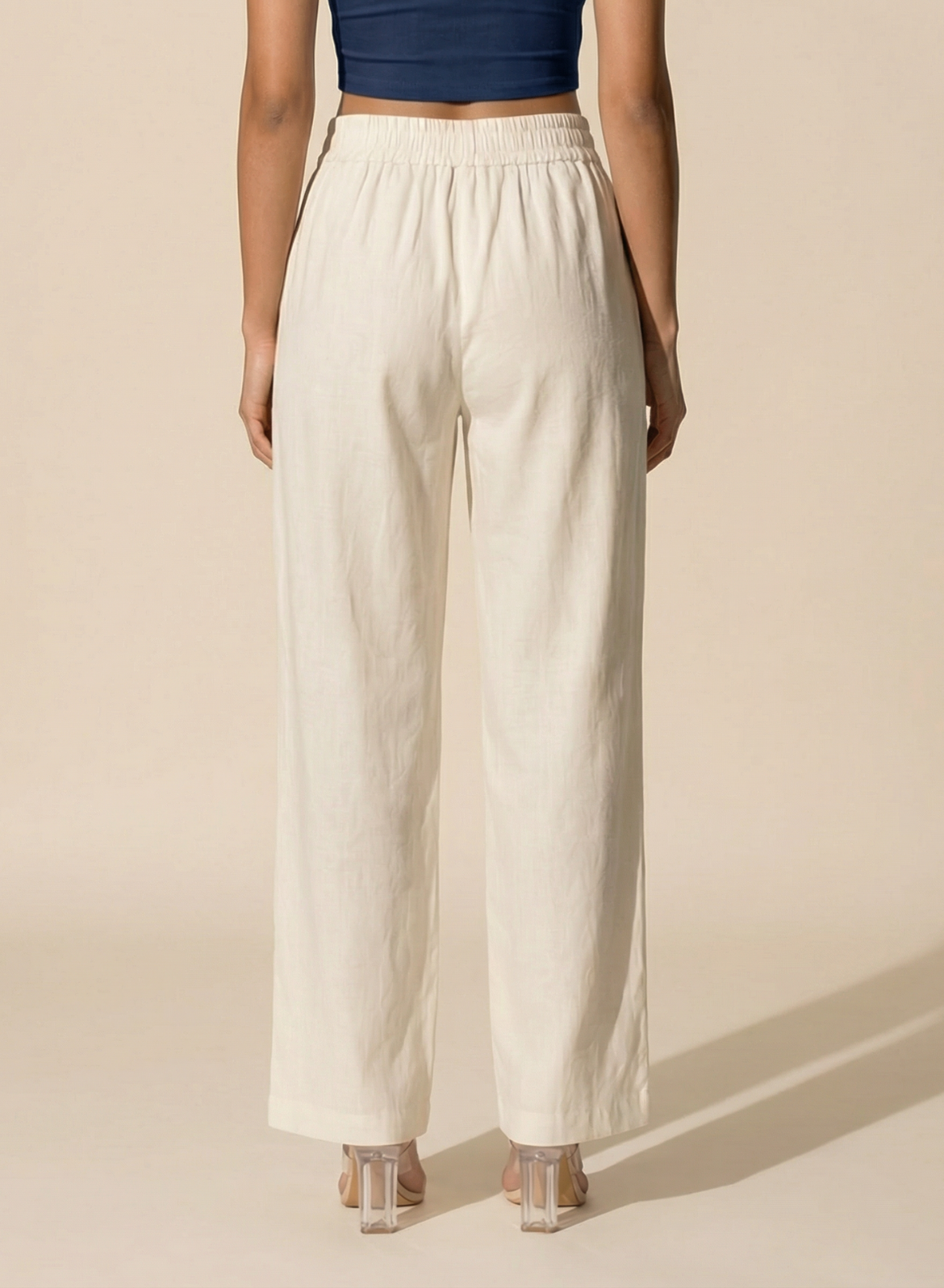 Beige Cotton-Linen Pants