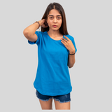 Trendy Turquoise Solid T-shirt for Women