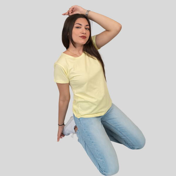 Lovely Lemon Solid T-shirt for Women