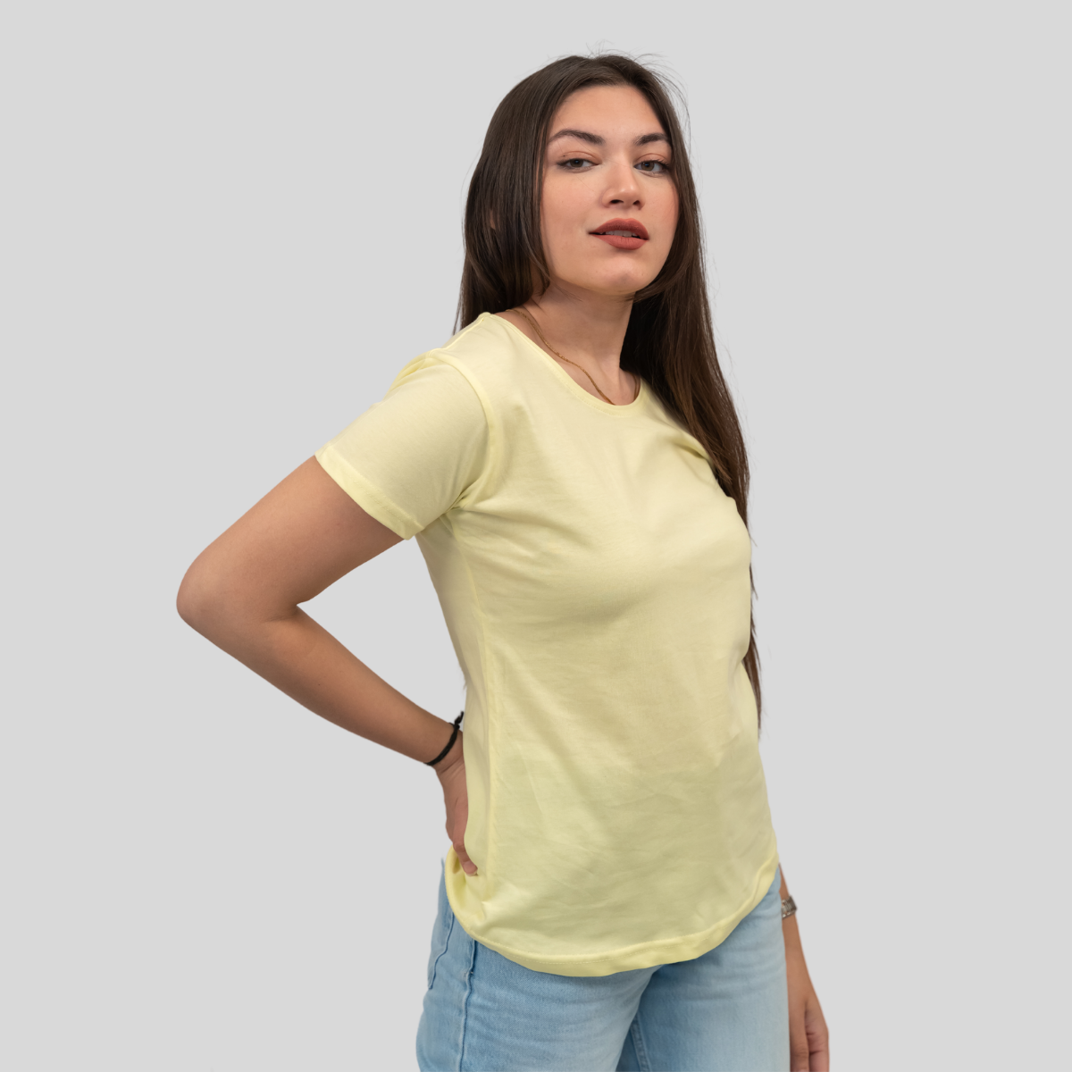 Lovely Lemon Solid T-shirt for Women