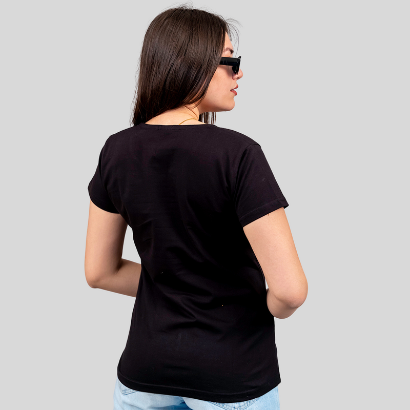 Round O Clock Bold Black Tshirt for Women