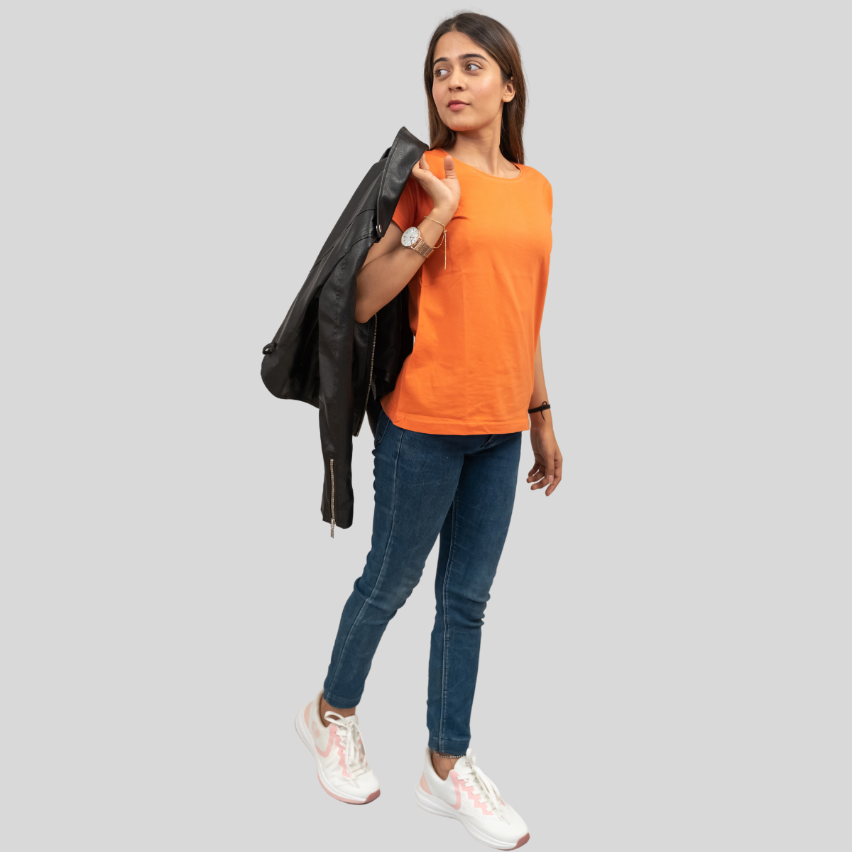 Opulent Orange Solid T-shirt for Women