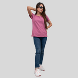Powerful Pink Solid T-shirt for Women