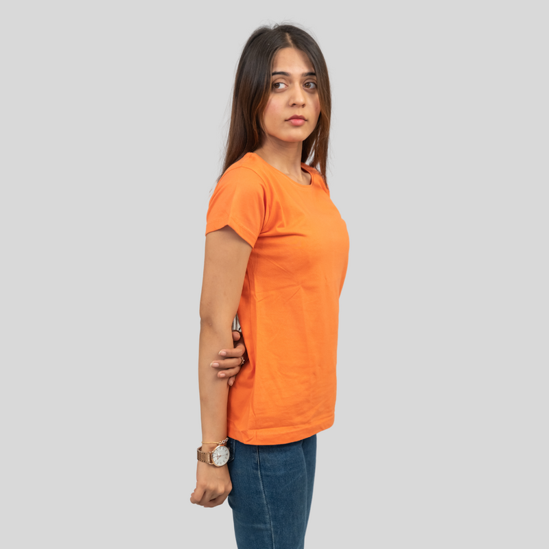 Opulent Orange Solid T-shirt for Women