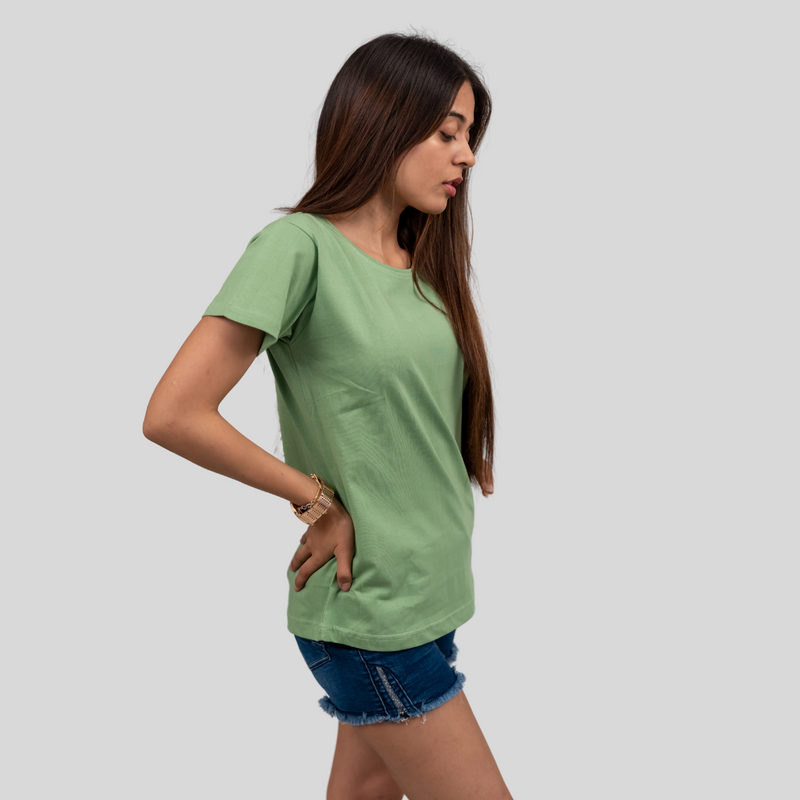 Graceful Green Solid T-shirt for Women