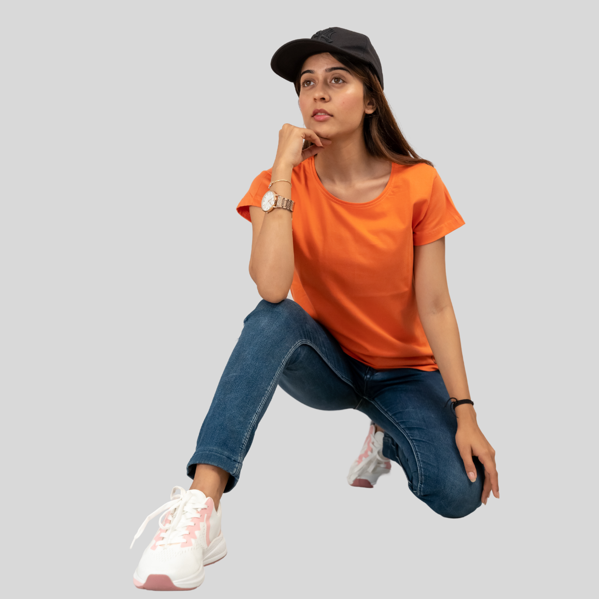 Opulent Orange Solid T-shirt for Women