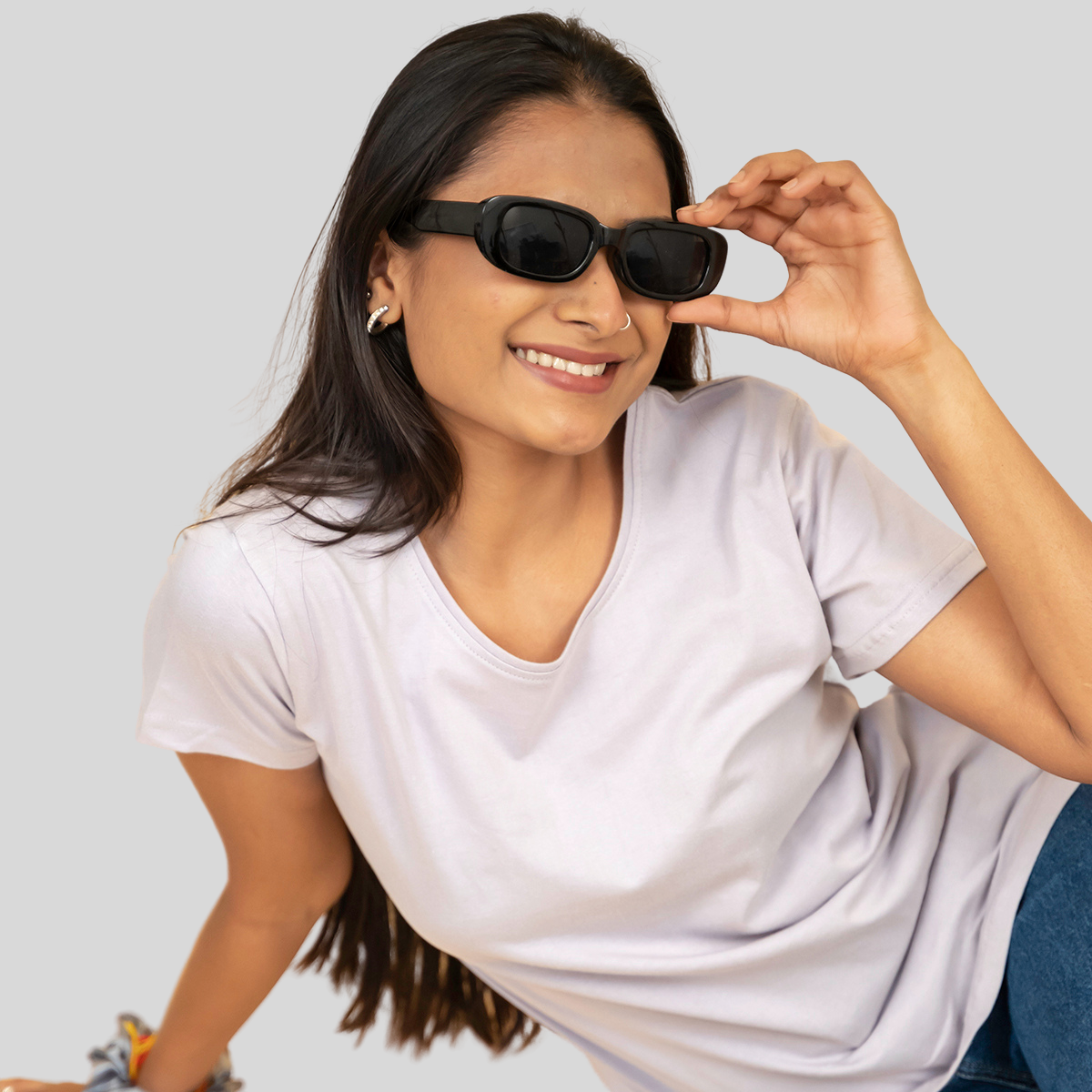 Round O Clock Fog Gray Tshirt for Women