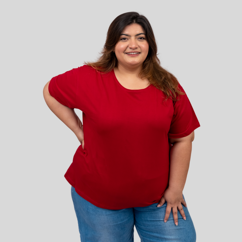 Magnetic Maroon Plus Size T-shirt for Women