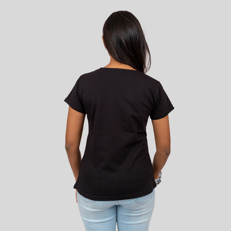 Brazen Black Solid T-shirt for Women