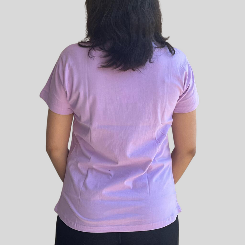 Lavish Lilac Solid V-Neck T-shirt for Women