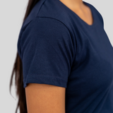 Ballsy Blue Solid Round Neck T-shirt for Women